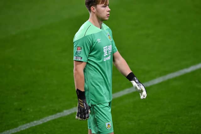 Bailey Peacock-Farrell of Burnley looks on during the Carabao Cup fourth round match between Burnley and Manchester City at Turf Moor on September 30, 2020 in Burnley, England.