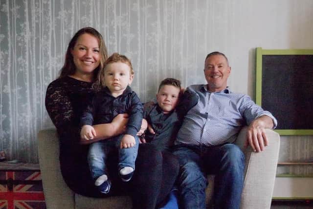 Nicola and her partner, Darren Bentley with their sons Harrison and Jack.