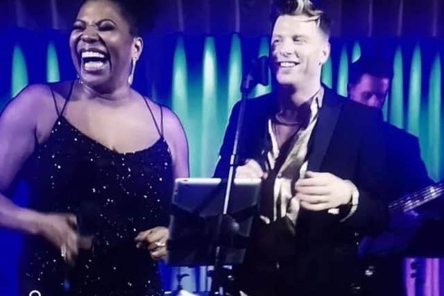 Andrew on stage with his good friend and fellow artiste and West End star Brenda Edwards