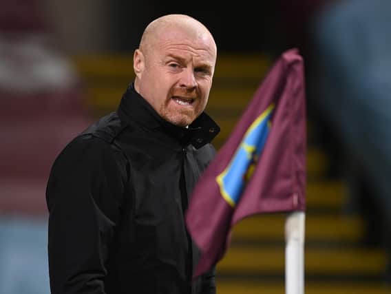 Sean Dyche, manager of Burnley, looks on prior to the Premier League match between Burnley and Crystal Palace at Turf Moor on November 23, 2020 in Burnley, England.