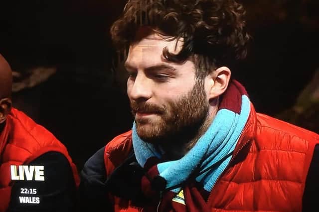 Jordan proudly sporting his Burnley scarf is the odds on favourite to be crowned King of the Castle in 'I'm a Celebrity'
