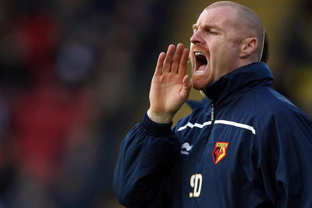 Watford assistant manager Sean Dyche shouts instructions during the 3rd round FA Cup Sponsored by E.ON match between Watford and Hartlepool United at Vicarage Road on January 8, 2011 in Watford, England.