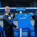 New Barnoldswick Town boss Andy Clarkson (left)