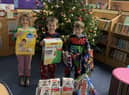 Isabelle Starr, George Davis and William Aspinall, pupils at St Stephen's Primary School, with some of the items donated for Healthier Heroes.