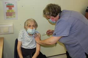 Sheila Entwistle (82), of Cliviger, was one of the first people in Burnley to receive the vaccine