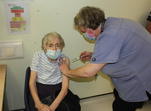 Sheila Entwistle (82), of Cliviger, was one of the first people in Burnley to receive the vaccine