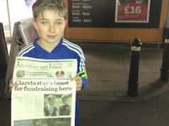 Freddie Xavi delighted after appearing on the front page of the Clitheroe Advertiser and Times