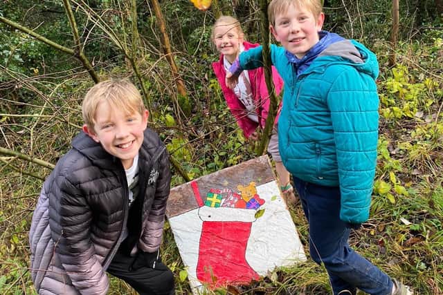 Clitheroe youngsters Jack (12), William (10) and seven-year-old Holly show off their impressive artwork