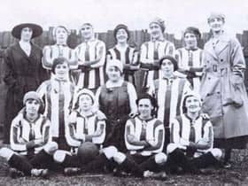 Dick, Kerr Ladies before their first match on Christmas Day 1917.