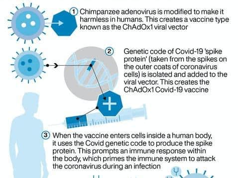 How the Oxford Covid-19 vaccine works. Pic credit: PA Graphics/Press Association Images