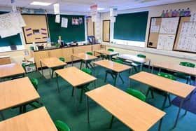 A classroom is set out with socially distanced seating for year 6 pupils but remains empty due to lack of pupils returning in that year group in June (Picture: Oli Scarff/AFP via Getty Images)