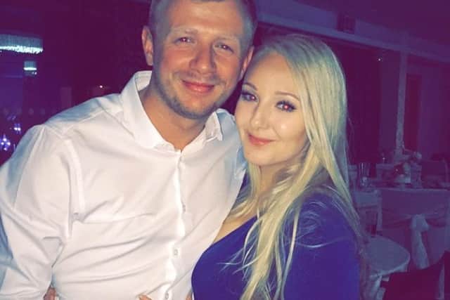 Champion fund raiser Josh with his fiancee Lydia Chadwick