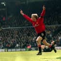 Luke Chadwick of Manchester United celebrates his goal against Leeds United during the FA Carling Premiership match at Elland Road in Leeds, England. The game ended 1-1.