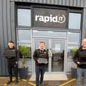 The Rapid IT ready to collect donated devices - Max Dobson, MD Jack Bannister, Chris Stevenson and Reece Lawrence as part of their Tech 4 All Kids campaign.