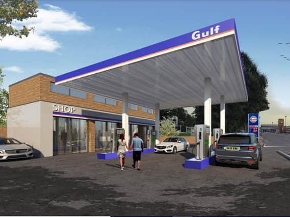 Artist's impression of how the re-modelled petrol station in Accrington Road, Burnley, will look.