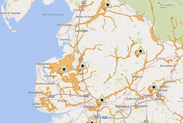 Flood alerts are in place across Lancashire from Tuesday (January 19) to Thursday (January 21)