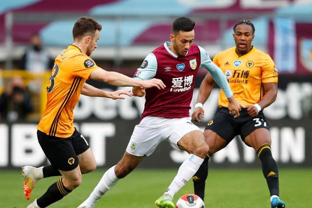 Burnley winger Dwight McNeil in action against Wolves at Turf Moor