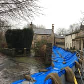 These flood defences off Greenside in Ribchester were installed by the Environment Agency on Monday evening