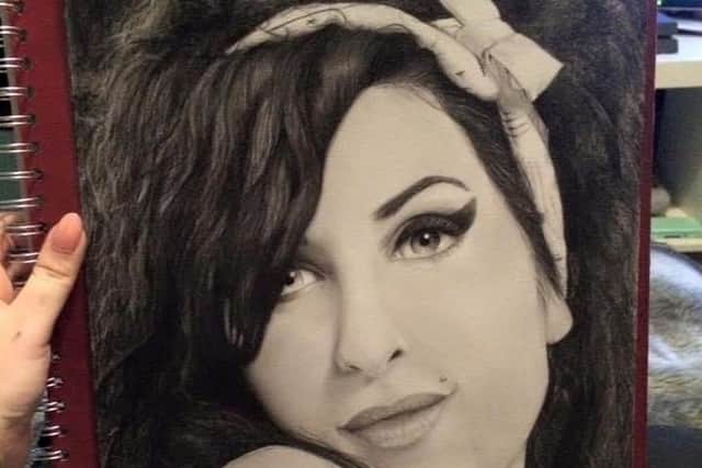 Demi's portrait of the late singer Amy Winehouse