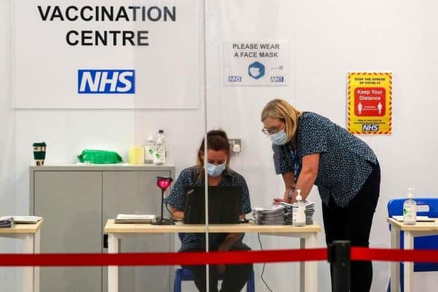 Burnley will soon get a mass vaccination centre, like this one which recently opened in Blackburn (image: Peter Byrne/PA Wire)
