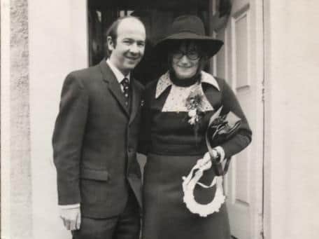 Dornan and Pamela Edgar on their wedding day in 1971