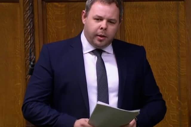 Burnley MP Antony Higginbotham speaking in the Commons debate