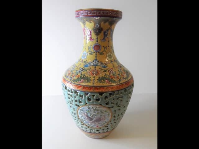 The vase is a virtual exact copy of the infamous "Bainbridge" (or Pinner) 18th Century Chinese vase,
