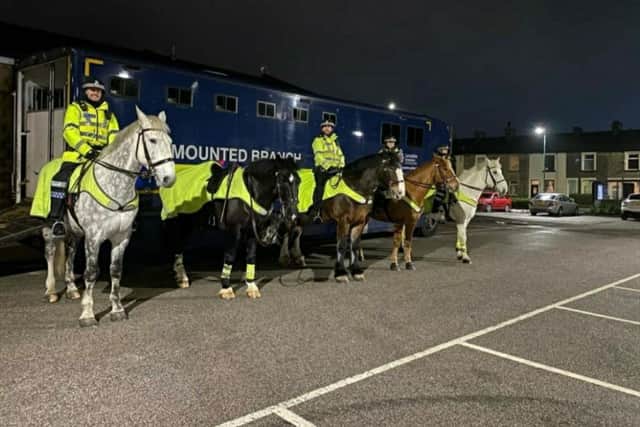 Mounted police from the Lancashire division have been brought in to help with inquiries into a serious incident in Burnley involving a shooting and weapons attack
