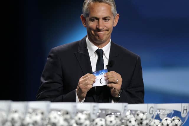 Former England's football player Gary Lineker takes part in the draw for the UEFA 2010/2011 football Champions League on August 26, 2010 in Monaco.