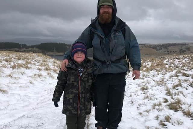 Kind hearted Alfie is usually accompanied on his challenge walks by his dad Jonathon