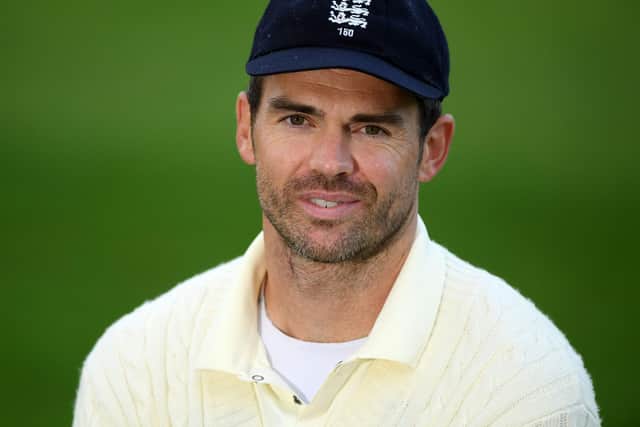 James Anderson of England speaks to the press after reaching 600 Test Match Wickets on Day Five of the 3rd #RaiseTheBat Test Match between England and Pakistan at the Ageas Bowl on August 25, 2020 in Southampton, England.