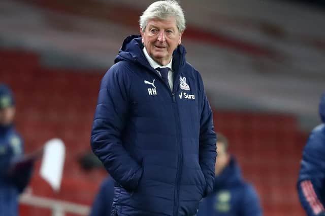 Crystal Palace's English manager Roy Hodgson watches from the touchline during the English Premier League football match between Arsenal and Crystal Palace at the Emirates Stadium in London on January 14, 2021.