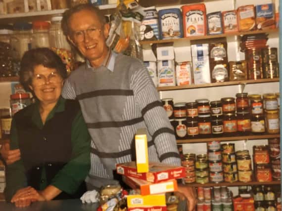 Derek and Marjorie Oldham when they ran the post office and village store
