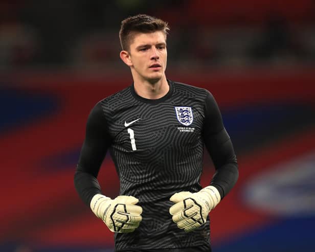 Nick Pope of England looks on during the international friendly match between England and the Republic of Ireland at Wembley Stadium on November 12, 2020 in London, England.