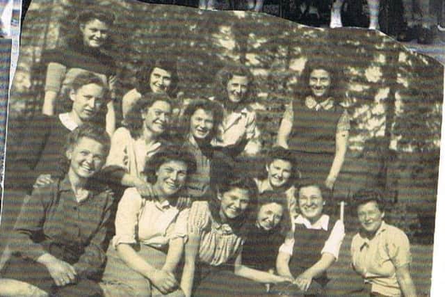 The Czechoslovak State Boarding School handball team (Lady Milena, third on the right, bottom row)