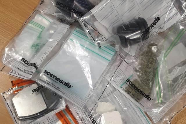 Some of the items seized by police after a man was arrested on suspicion of possession of drugs in Nelson