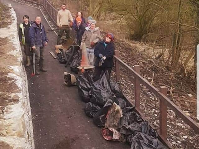 Volunteers who made a massive difference to the area with the litter pick