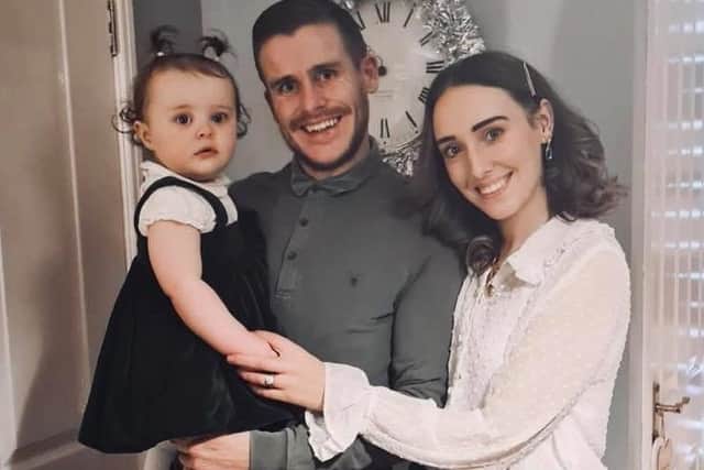 Ryan Salmon with his wife Chloe and their daughter Lottie