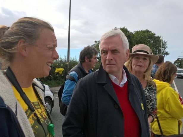 John McDonnell visiting anti-fracking protestors on Preston New Road in 2017