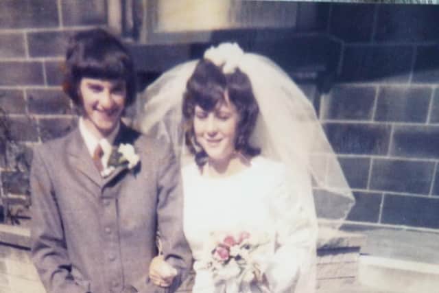 The happy couple on their wedding day 50 years ago