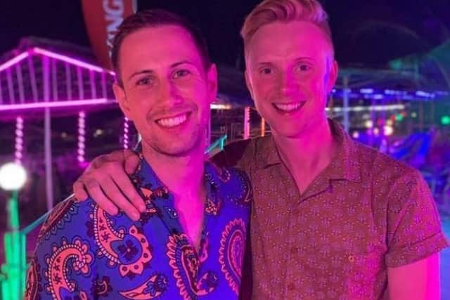 Owain (right) with his husband Arran Rees