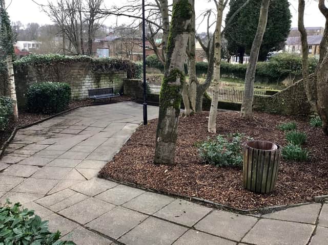 The new look seating area is a lovely place for walkers and residents to stop for a rest
