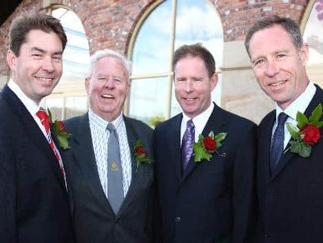 From left, Ian, Eddie, Guy and Peter Topping pictured at the official opening of the revamped and extended Barton Grange garden centre by HRH the Princess Royal in 2008