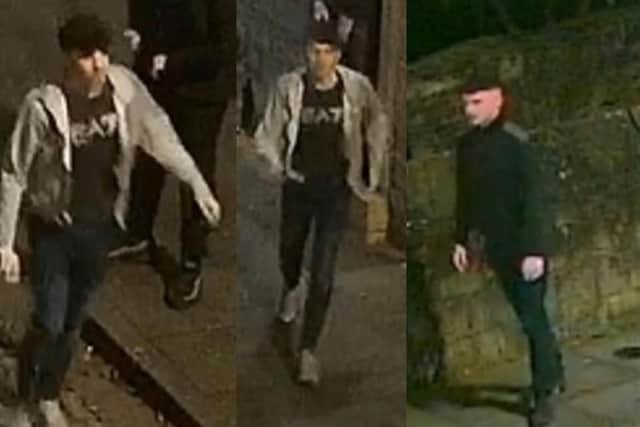 Police would like to speak with these two men after a 20-year-old man was attacked in Burnley town centre