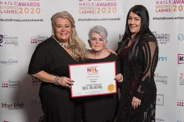 Lesley Lawrence with mum Dorothy Marshall and (right) Jayne Knowles at an earlier awards ceremony