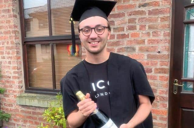 Jack celebrating his graduation during lockdown