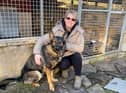 Sarah with Kara, a German Shepherd owned by NHS social worker Sarah Robinson who uses Kitty Catz Cattery and Boarding Kennels four times a week