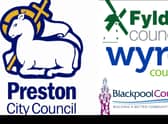 The top four council logos in Lancashire according to a graphic designer's assessment - Preston City Council (#1), Fylde Council (#2), Wyre Council (#3) and Blackpool Council (#4)