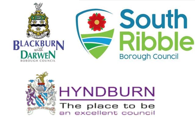 Blackburn with Darwen Borough Council (#13), South Ribble Borough Council (#14) and Hyndburn Council (#15)
