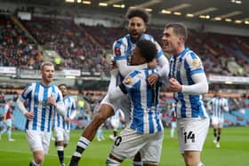 Huddersfield celebrate their equaliser